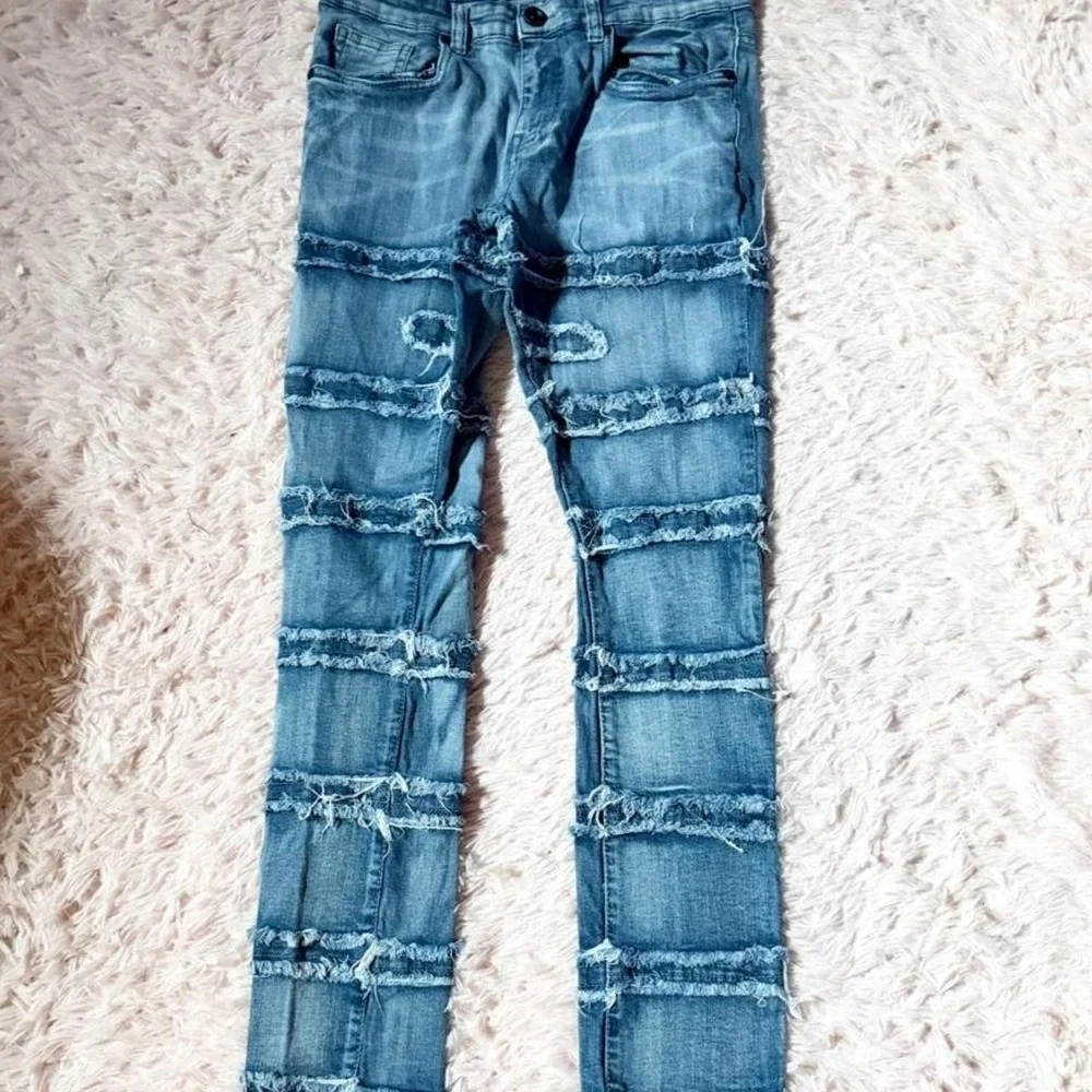 Distressed Frayed Cyber Grunge Y2K Punk Urban Streetwear Jeans Mens 18 Concert